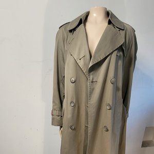 London Fog Trench Coat Women's 4 Olive Green Full Length Belted with Lining